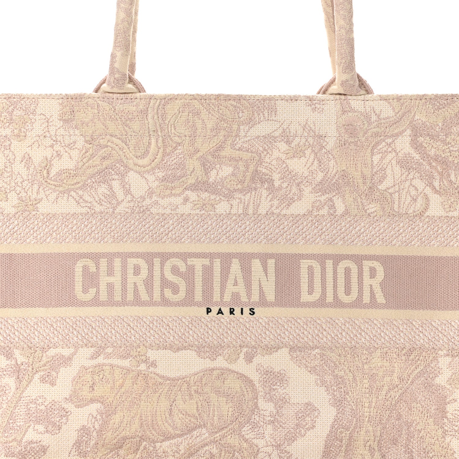 Christian Dior Canvas Toile De Jouy Embroidered Medium Book Tote Pink 7 of 9