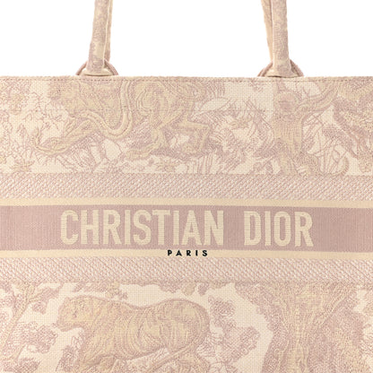 Christian Dior Canvas Toile De Jouy Embroidered Medium Book Tote Pink 7 of 9