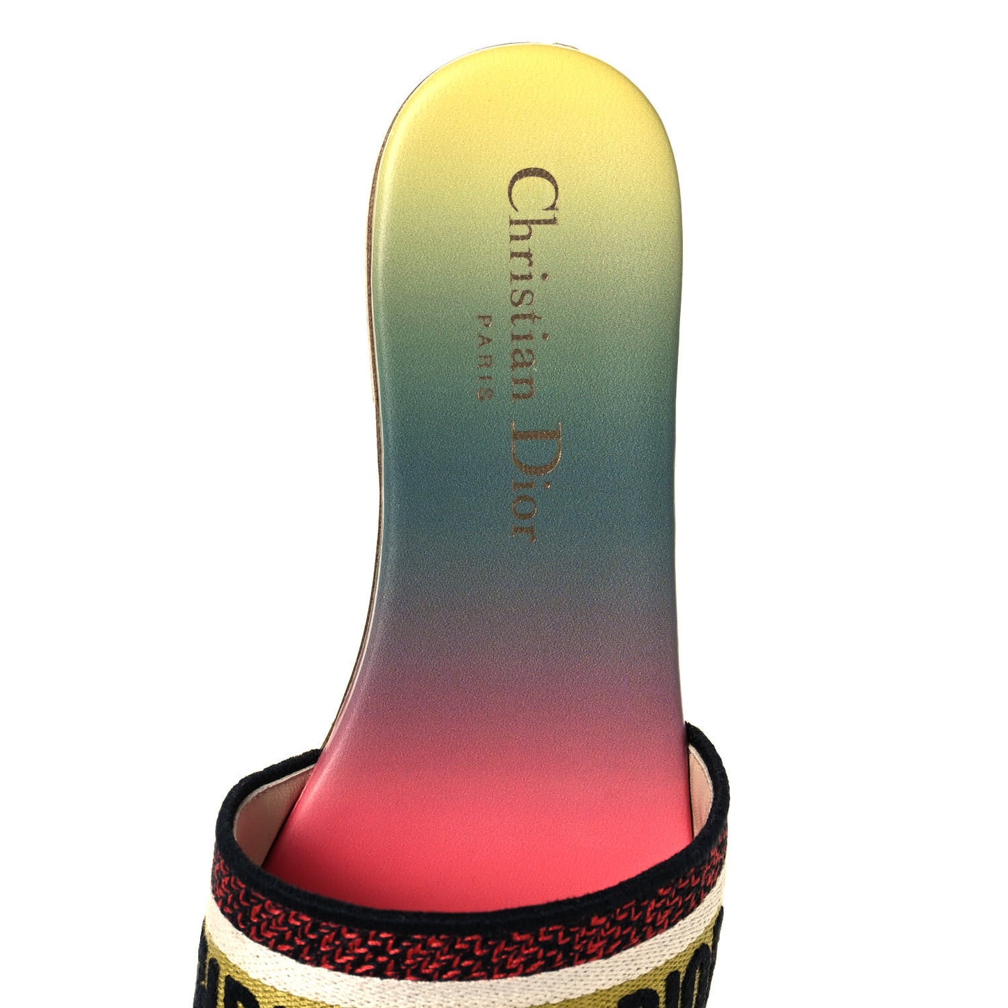 Canvas Dioraura Embroidered Dway Flat Slide Sandals 35 Multicolor