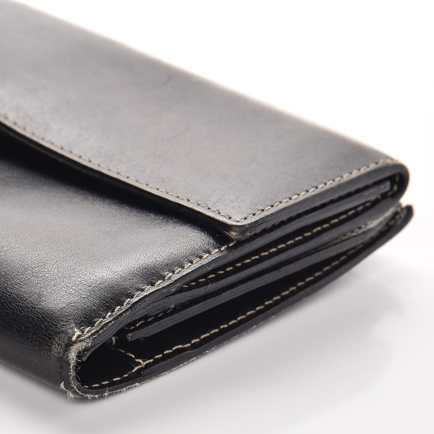 Smooth Calfskin Continental Flap Wallet Black
