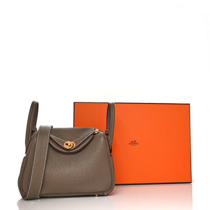 Hermes Taurillon Clemence Mini Lindy 20 Etoupe 11 of 11