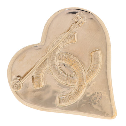 Chanel Metal Enamel CC Heart Brooch Gold 3 of 5