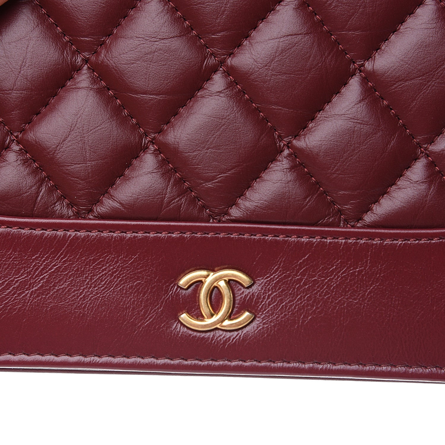 Chanel Aged Calfskin Quilted Gabrielle Wallet On Chain WOC Burgundy 12 of 13