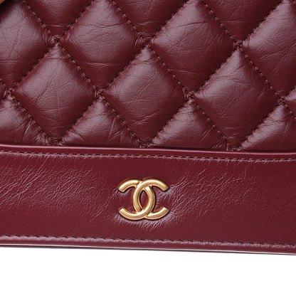 Chanel Aged Calfskin Quilted Gabrielle Wallet On Chain WOC Burgundy 12 of 13