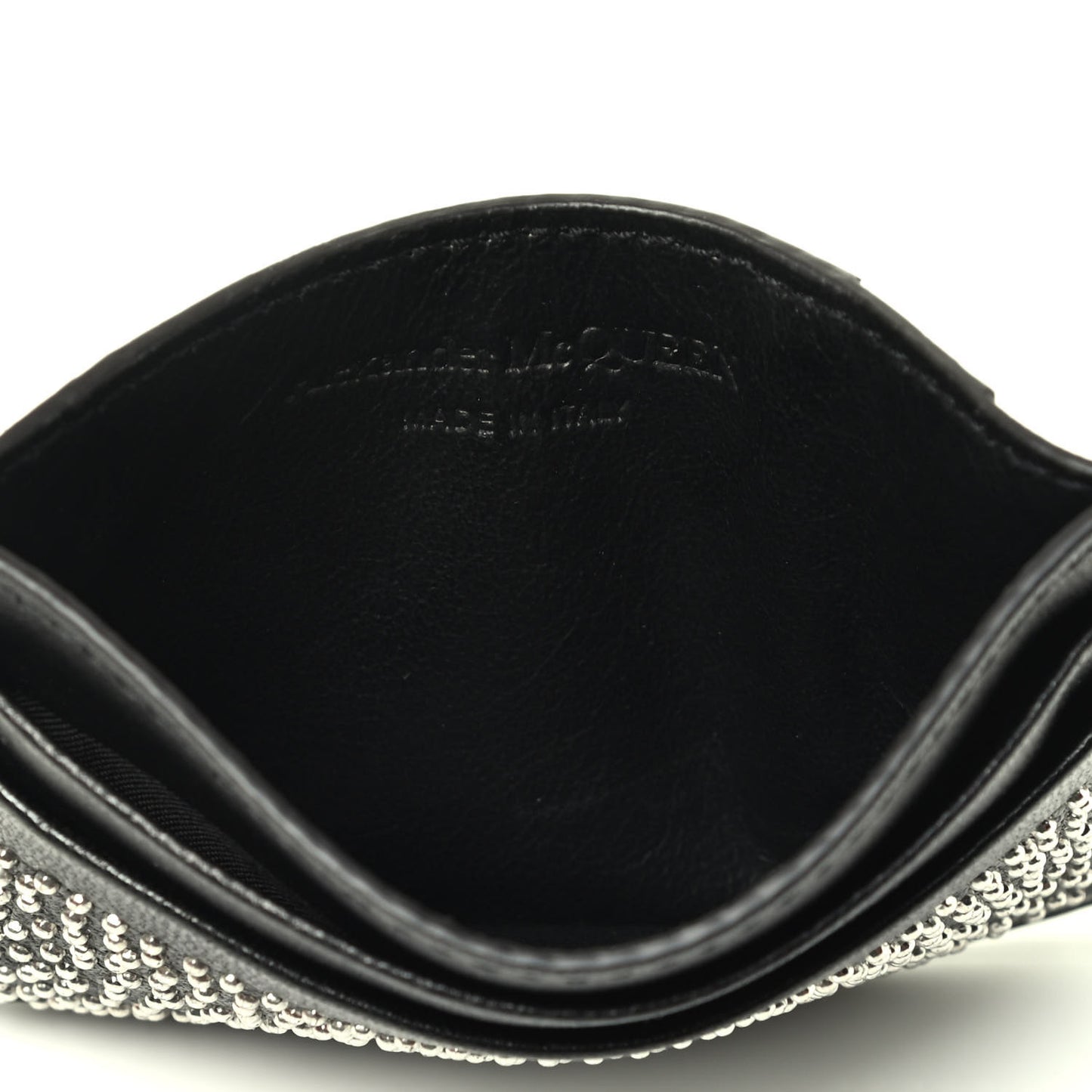 Calfskin Studded Card Holder Black