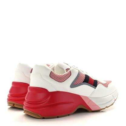 Gucci Lavaredo Eco Fabric Mesh Web Womens Rhyton Reflective Sneakers 39.5 Great White Water Rose Silver 4 of 9
