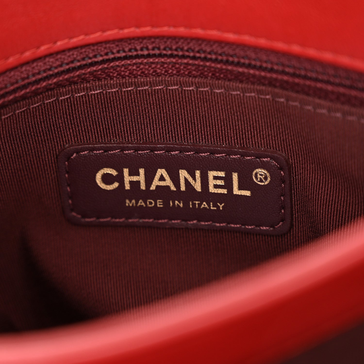 Chanel Lambskin Quilted Retro Label Clutch Red 6 of 14