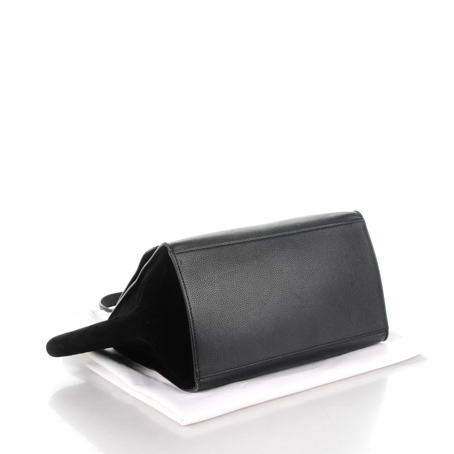 Drummed Calfskin Suede Medium Trapeze Black