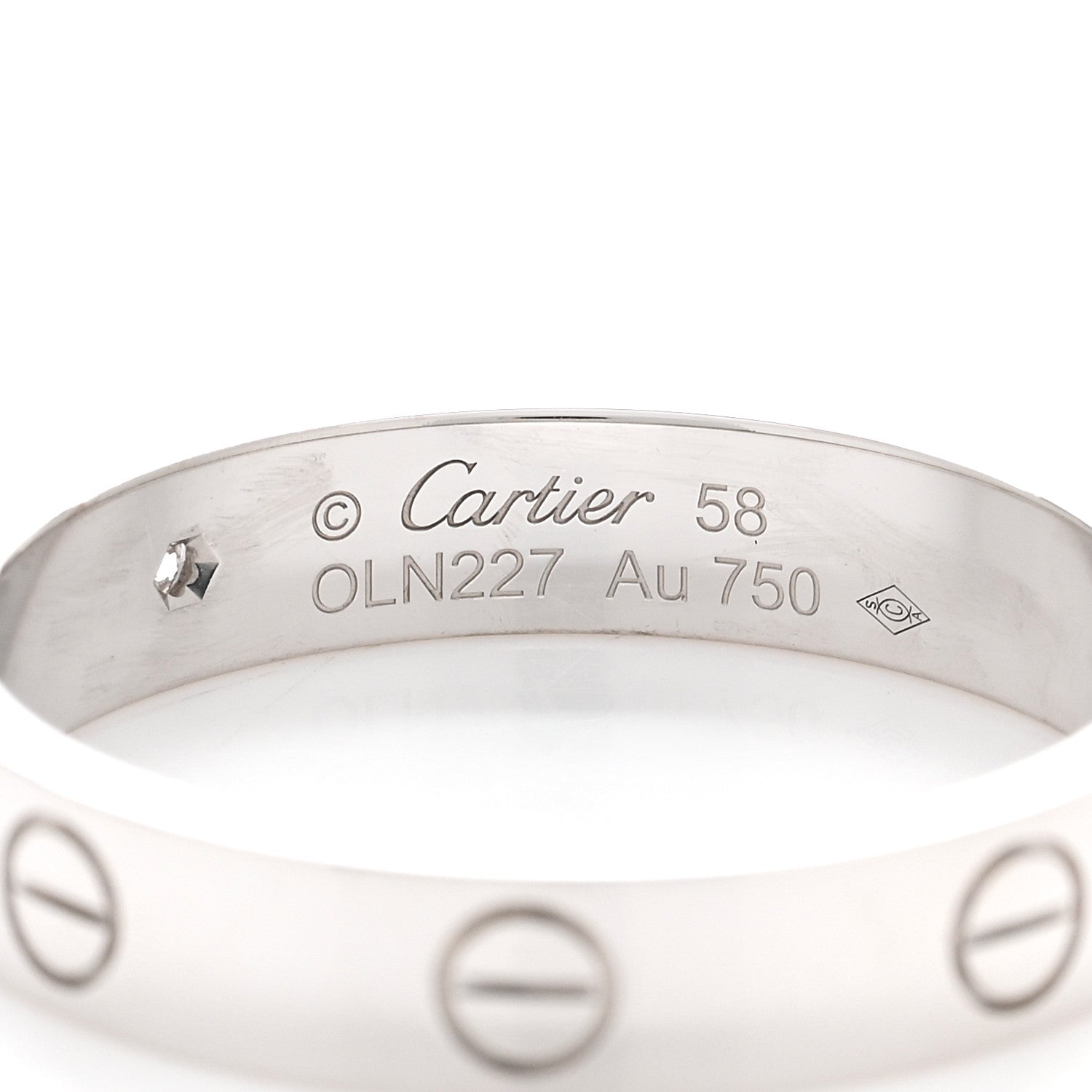 Cartier 18K White Gold Diamond 4mm LOVE Wedding Band Ring 58 8.5 4 of 5