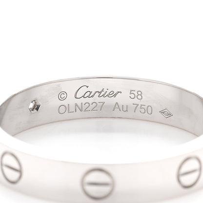 Cartier 18K White Gold Diamond 4mm LOVE Wedding Band Ring 58 8.5 4 of 5