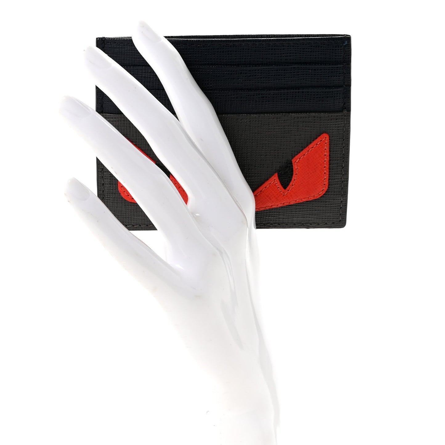 Vitello Elite Monster Eyes Inlay Card Holder Asfalto Papavero Black