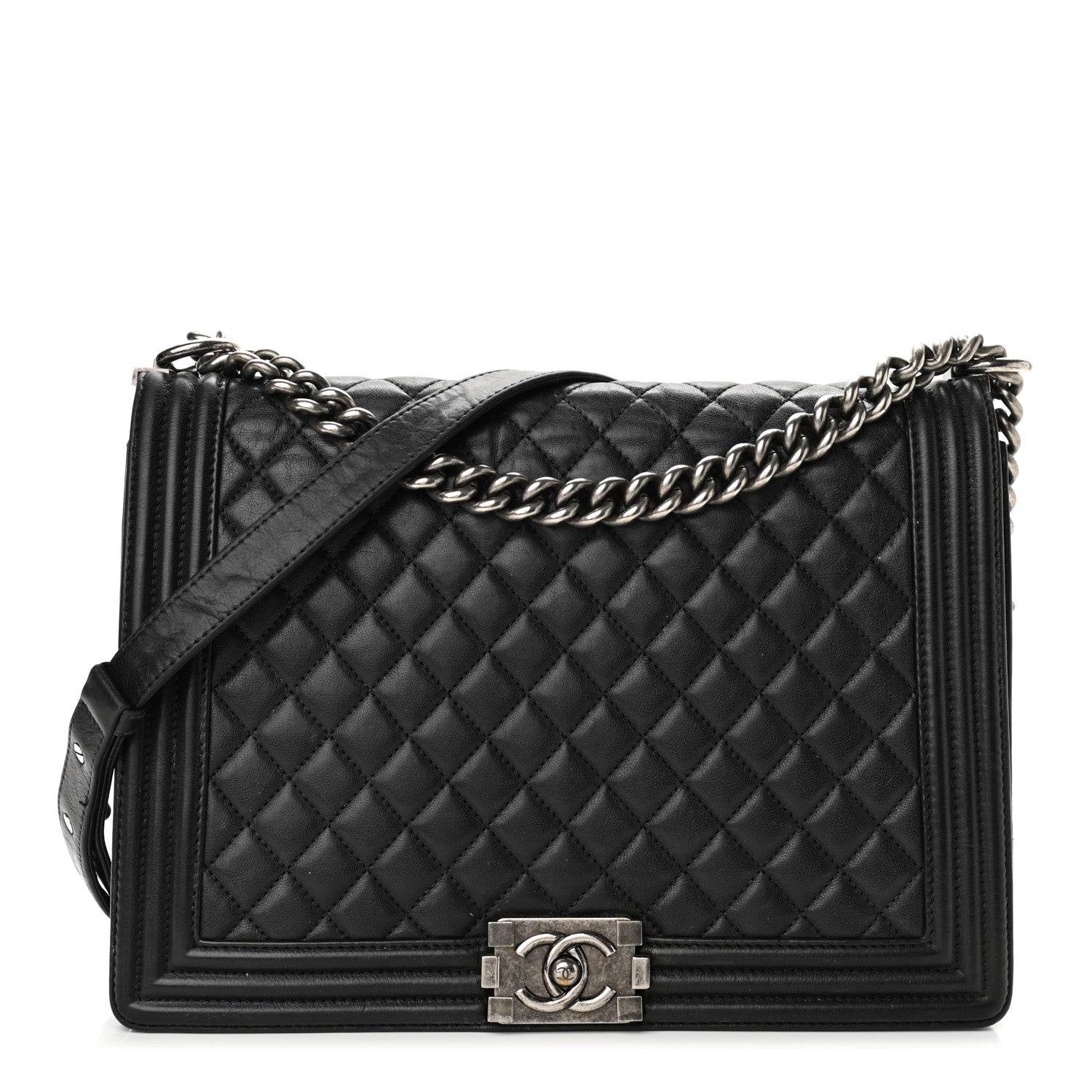 Chanel Lambskin Quilted Large Boy Flap Black 1 of 14