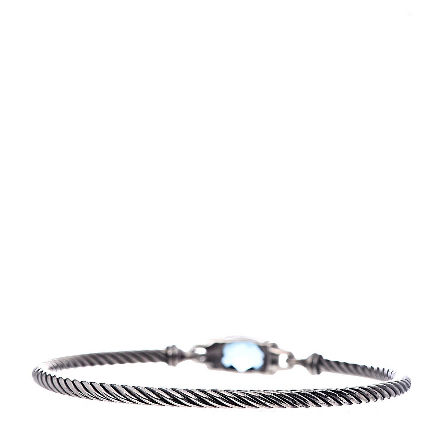 Sterling Silver Diamond Hampton Blue Topaz 3mm Petite Wheaton Bracelet