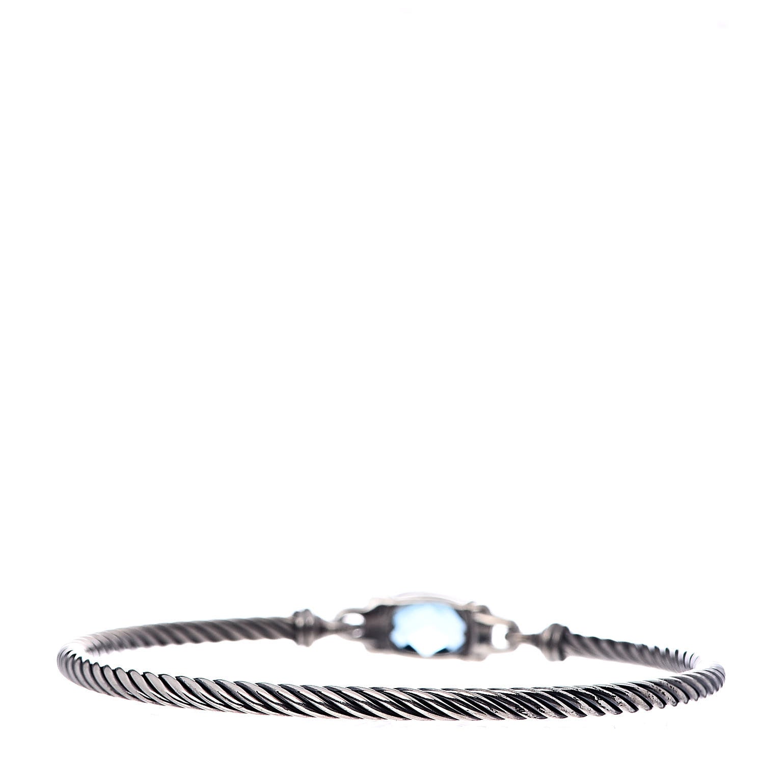 David Yurman Sterling Silver Diamond Hampton Blue Topaz 3mm Petite Wheaton Bracelet 3 of 5