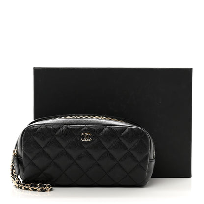 Chanel Caviar Quilted Double Zip Pouch Cosmetic Case Black 10 of 10