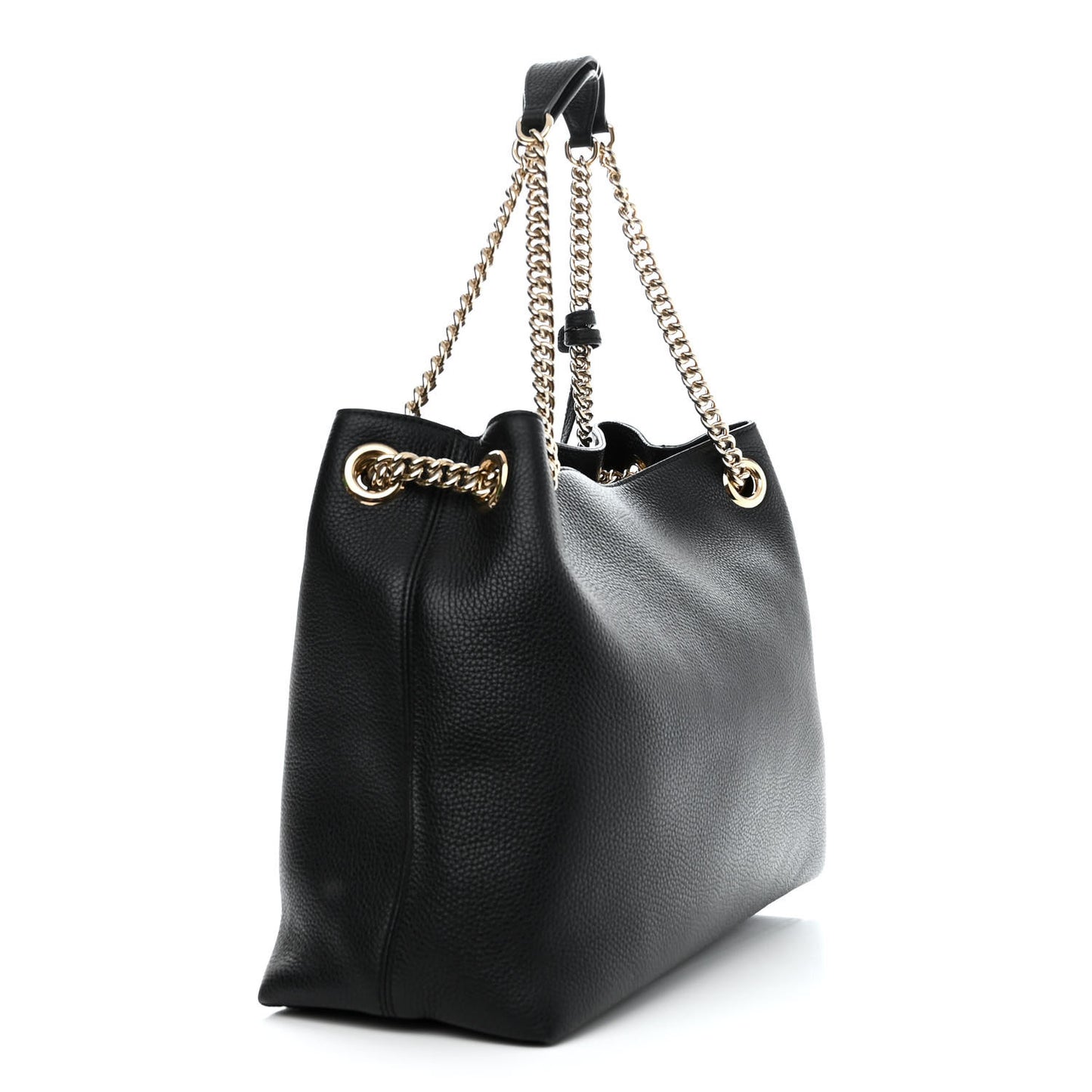 Pebbled Calfskin Medium Soho Chain Shoulder Bag Black