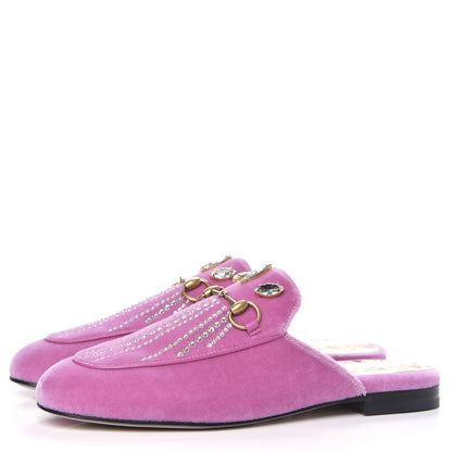 Gucci Velvet Marquise Crystals Womens Princetown Slippers 37.5 Malva Dark Malva 3 of 9