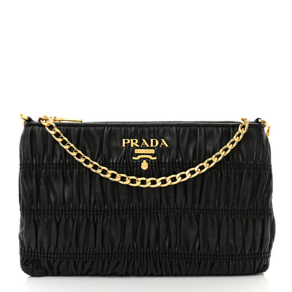 Prada Nappa Gaufre Chain Shoulder Bag Black 1 of 10