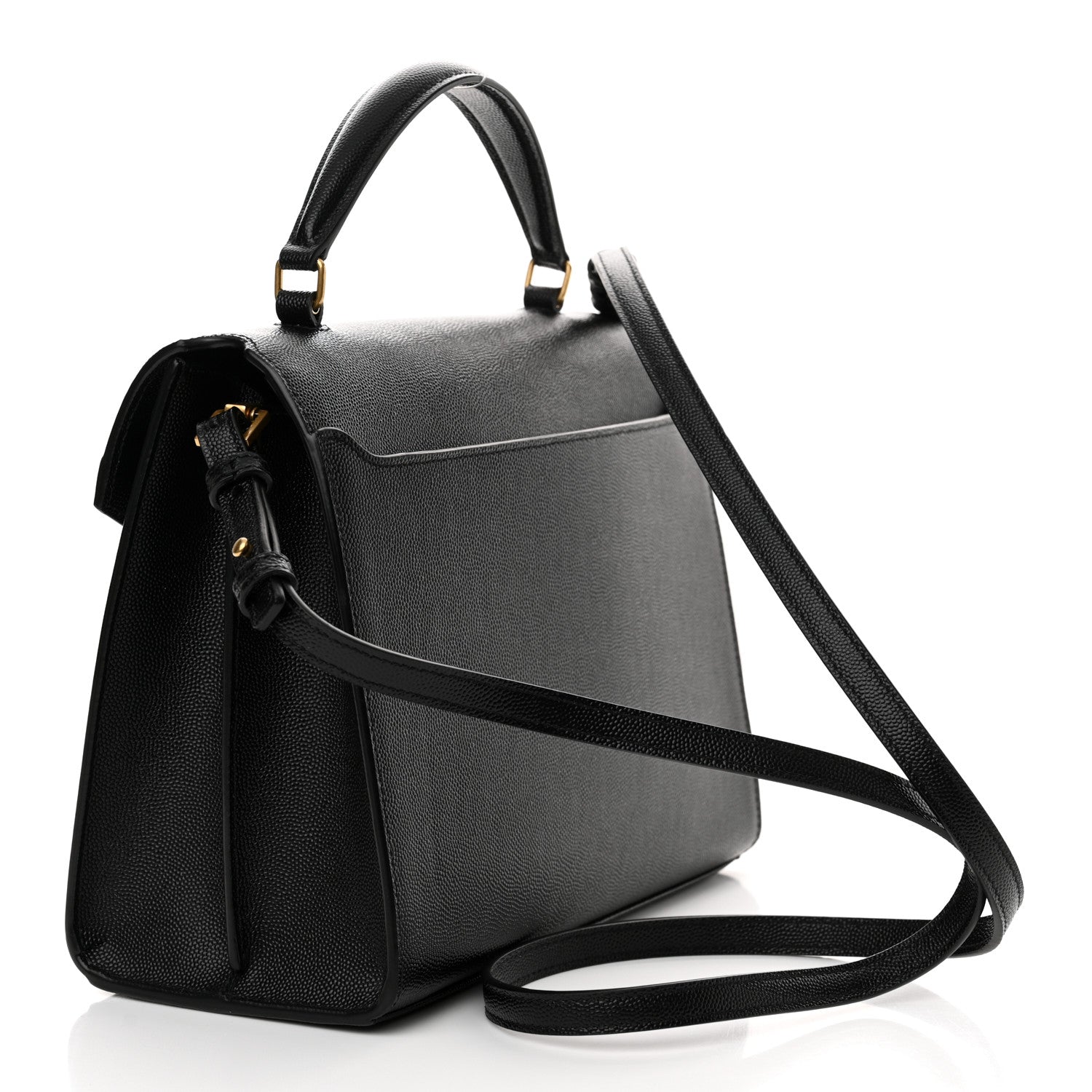 Saint Laurent Grain de Poudre Medium Classic Monogram Cassandra Top Handle Black 3 of 11