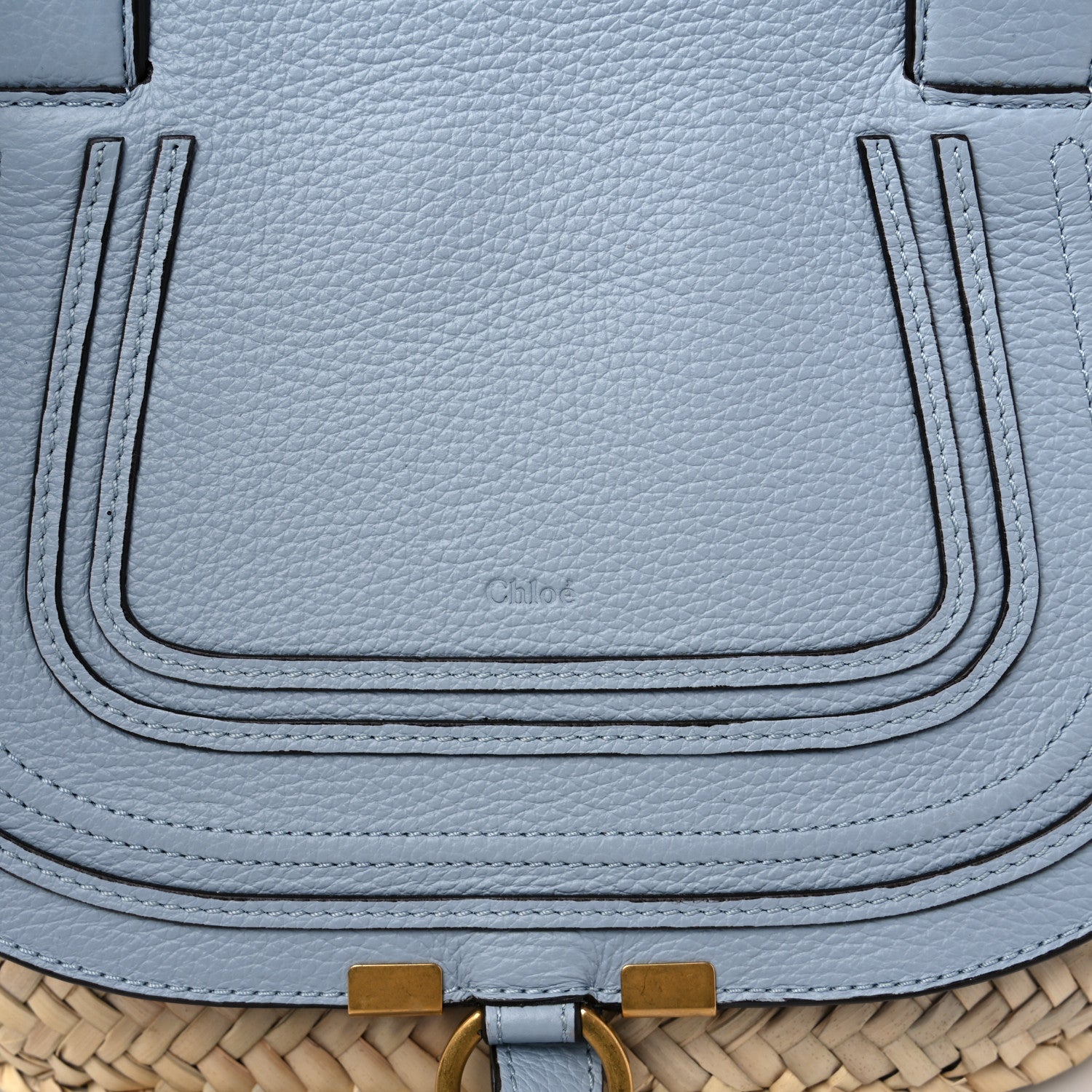 Chloe Raffia Small Grain Calfskin Medium Marcie Basket Shady Blue 6 of 9