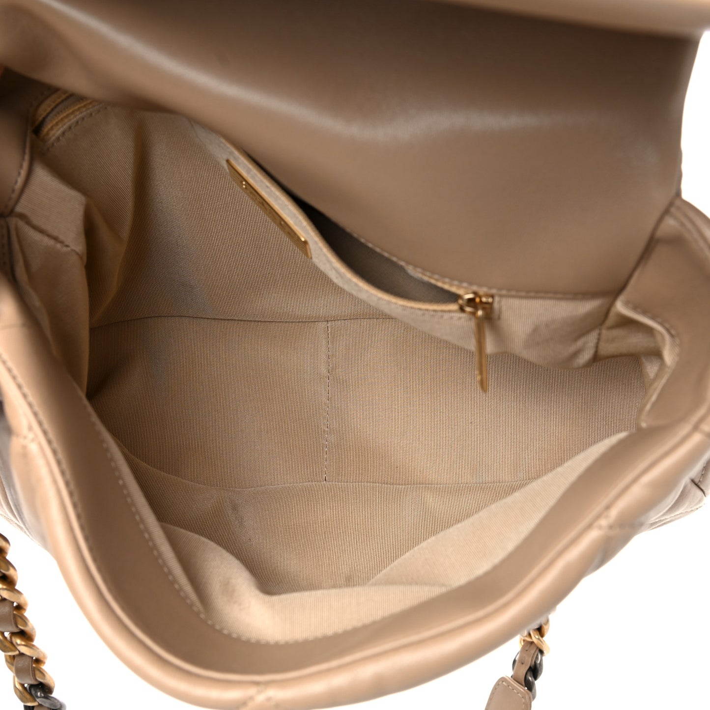 Lambskin Quilted Large Chanel 19 Flap Beige