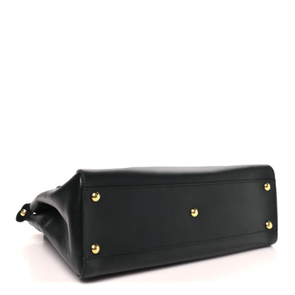 Fendi Vitello Morgan Shiny Nappa Medium Peekaboo Iconic Satchel Black Rosa Plaster 4 of 10