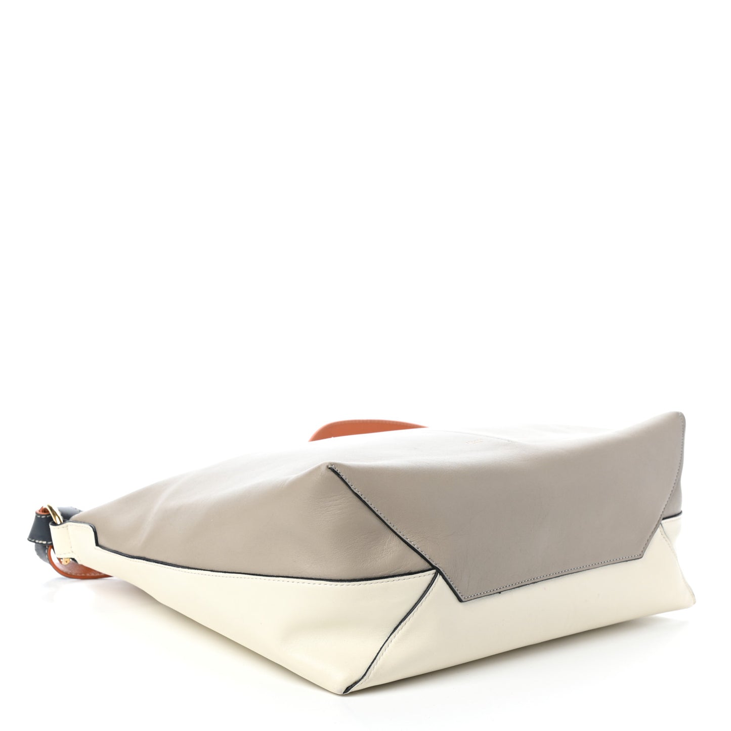 Shiny Smooth Calfskin Zipped Twisted Cabas Beige White