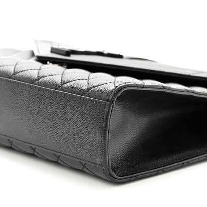 Saint Laurent Grain De Poudre Textured Mixed Matelasse Large Triquilt Monogram Monochrome Satchel Black 10 of 10