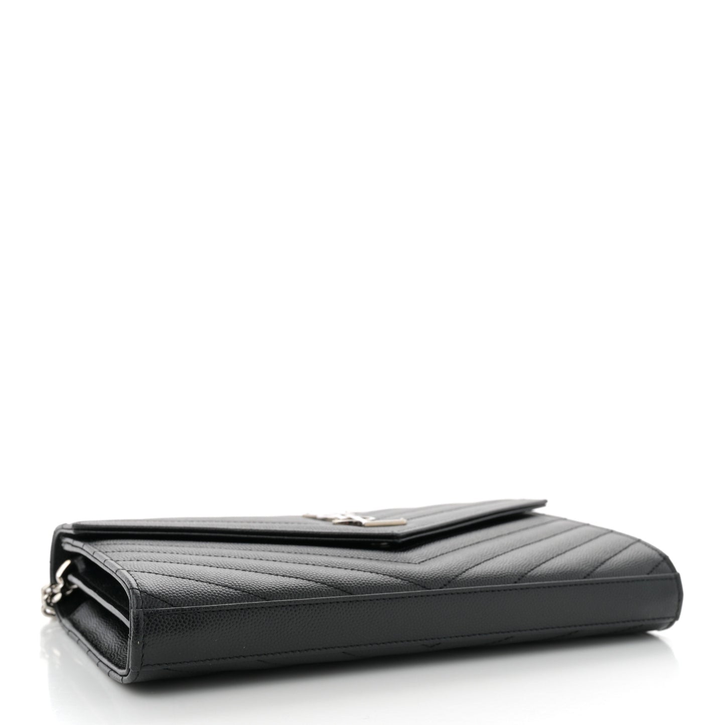 Grain De Poudre Matelasse Chevron Monogram Chain Wallet Black
