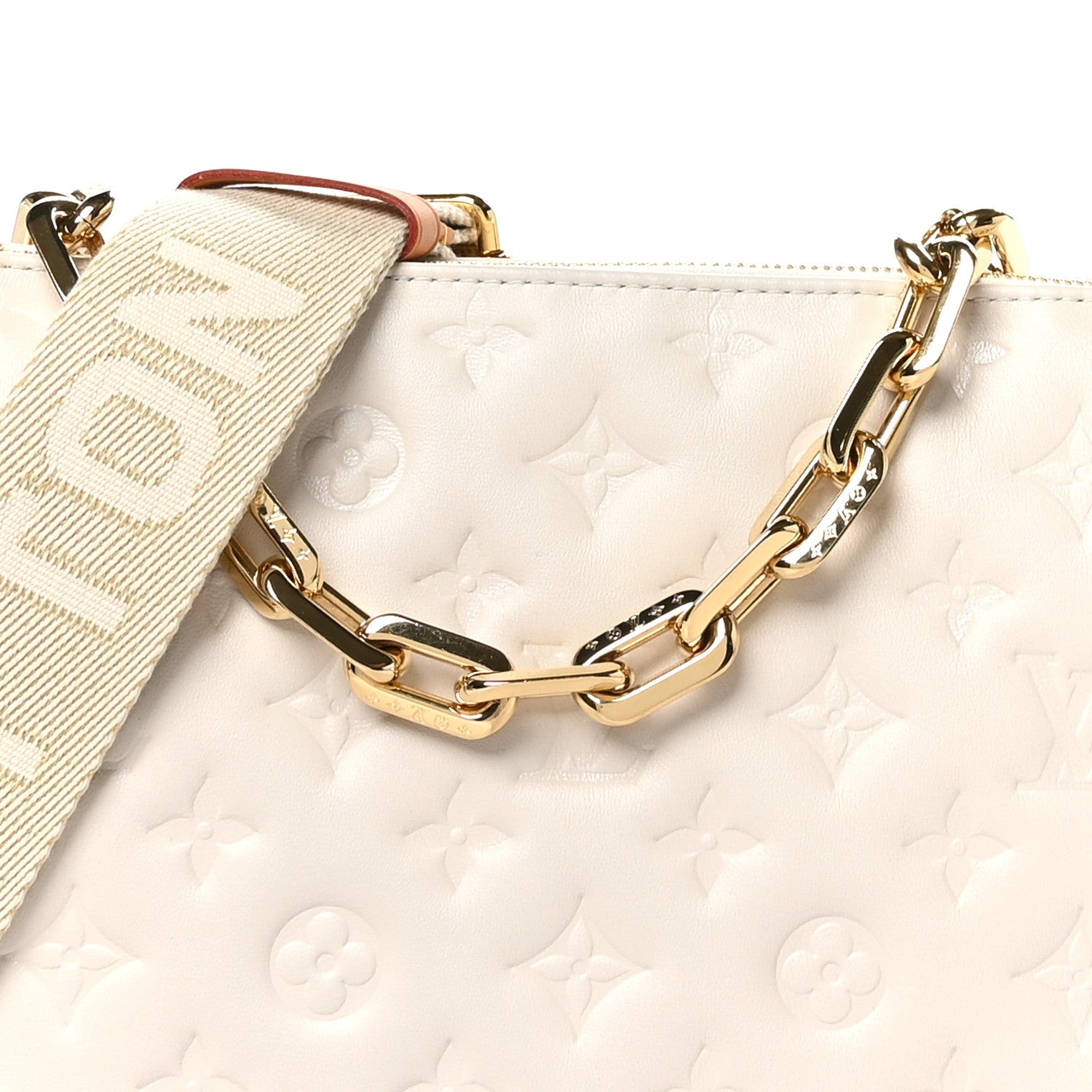 Louis Vuitton Lambskin Embossed Monogram Coussin PM Beige Cream 8 of 10