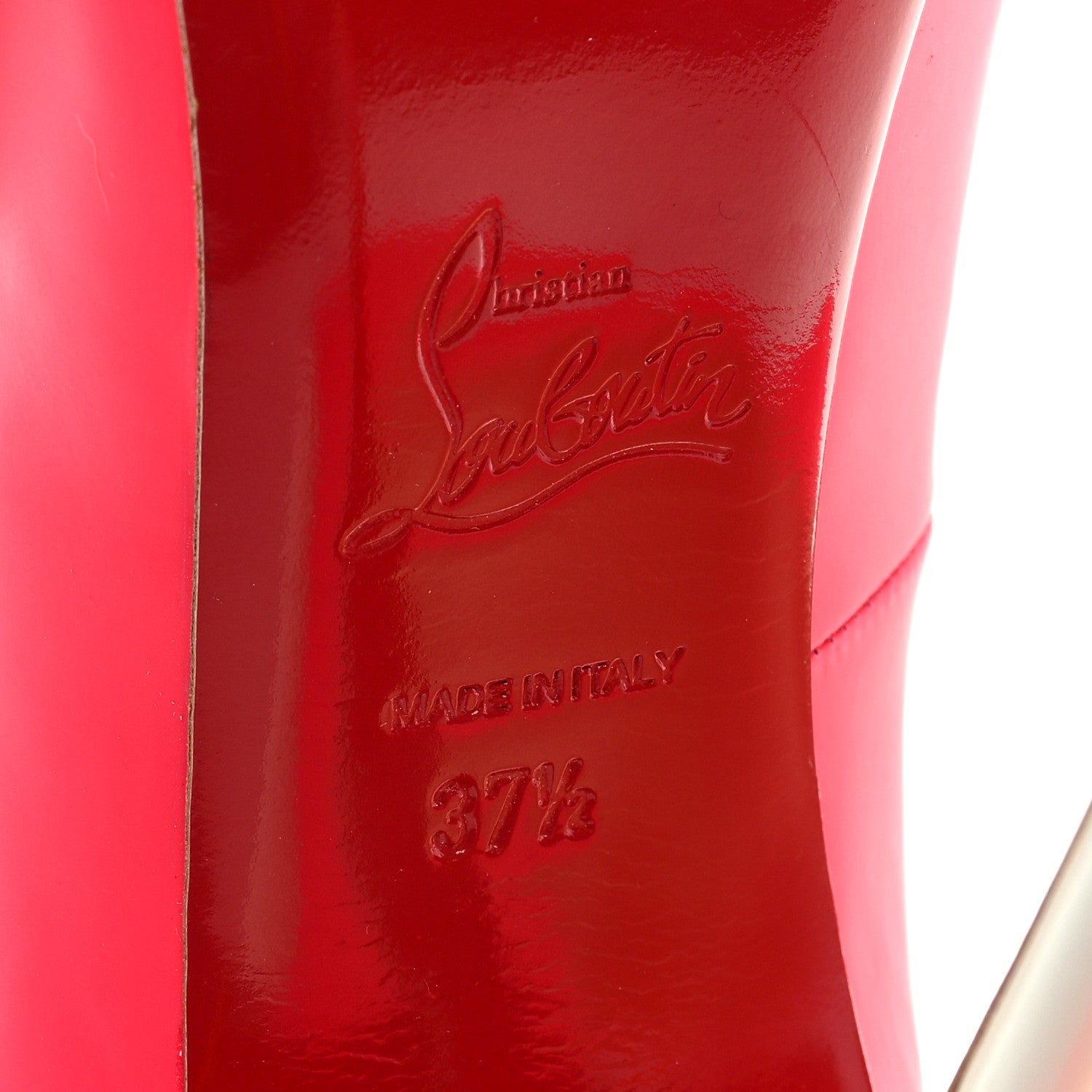 Christian Louboutin Matte Jazz Calf Fluo 120 Peep Toe Pumps 37.5 Fuchsia White 6 of 7