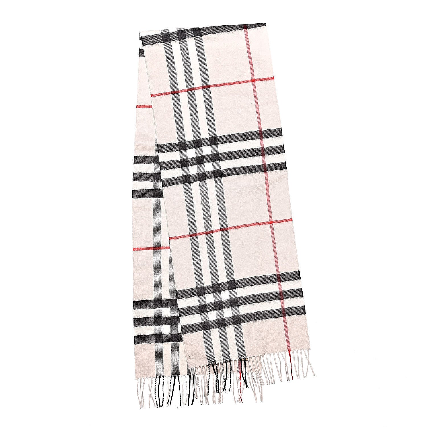 Burberry Cashmere Giant Check Fringe Scarf Stone 3 of 4