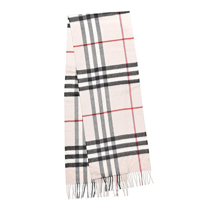 Burberry Cashmere Giant Check Fringe Scarf Stone 3 of 4