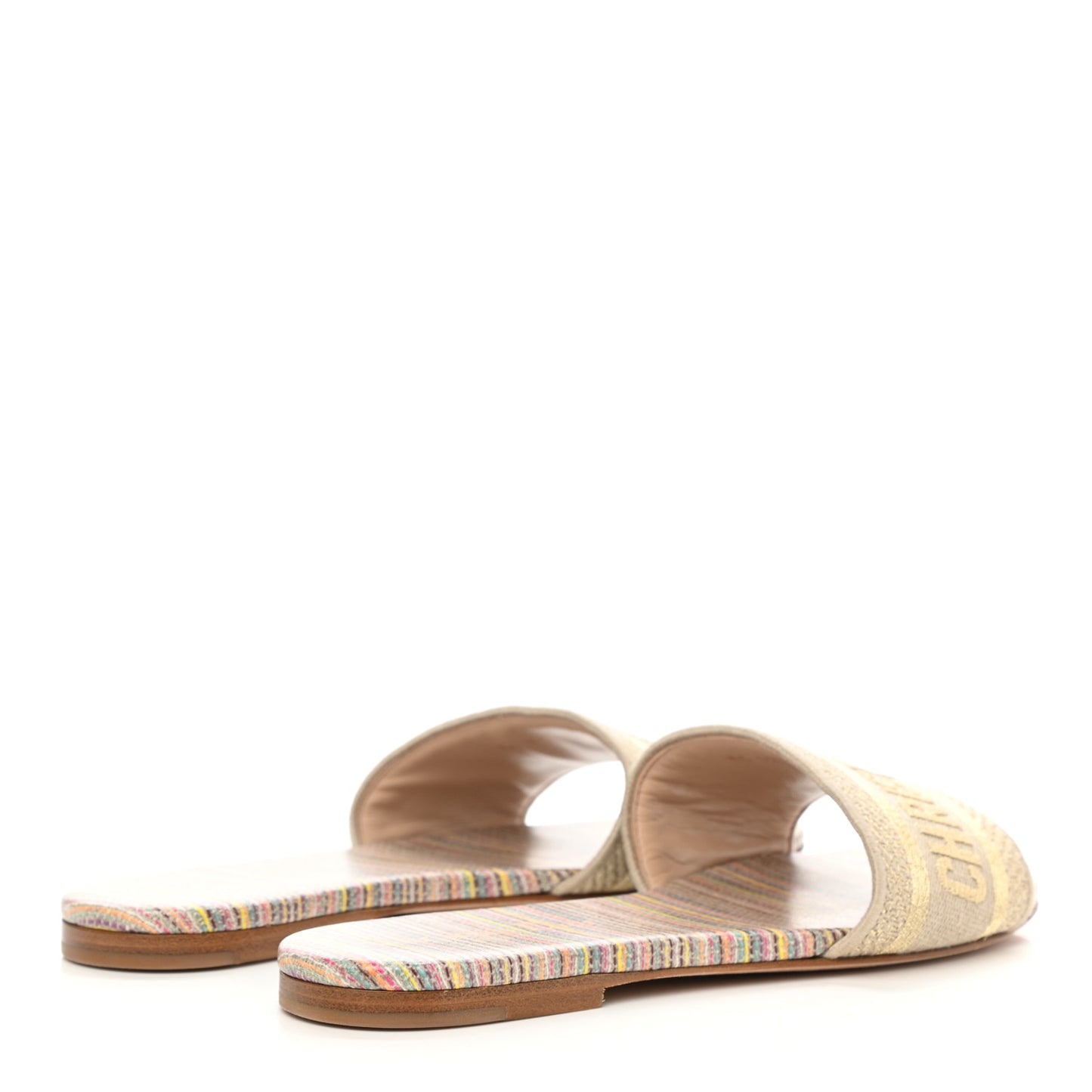 Lurex Romance Embroidered Dway Mules Slide Sandals 36.5 Metal Multicolor