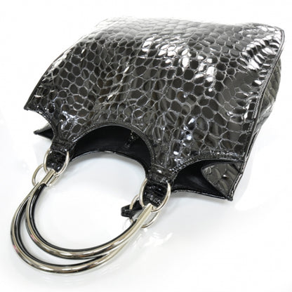 Christian Dior Patent Crocodile Embossed 61 Tote Black 6 of 10