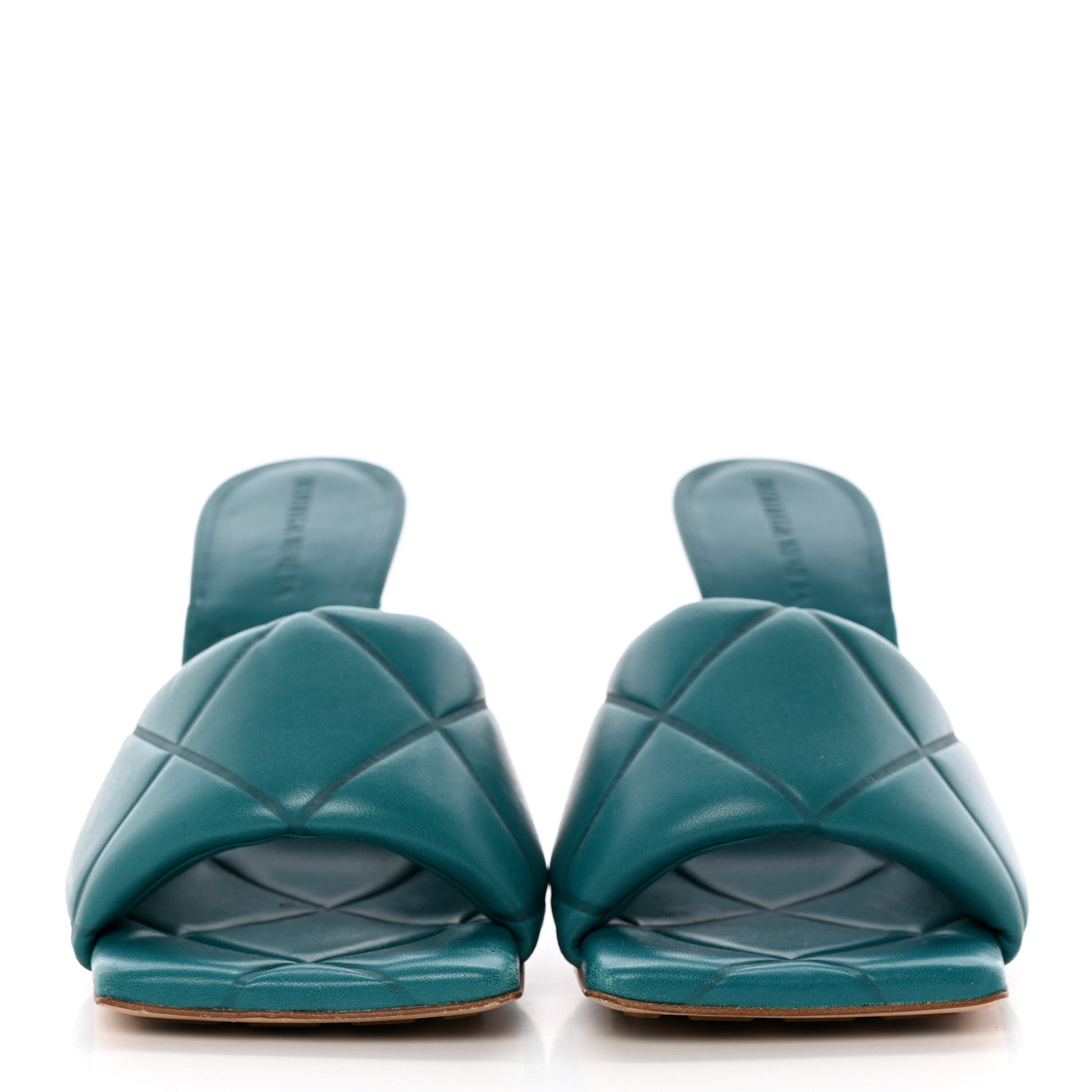 Bottega Veneta Nappa Quilted Rubber Lido Mule Sandals 39 39 Duck Green 2 of 11