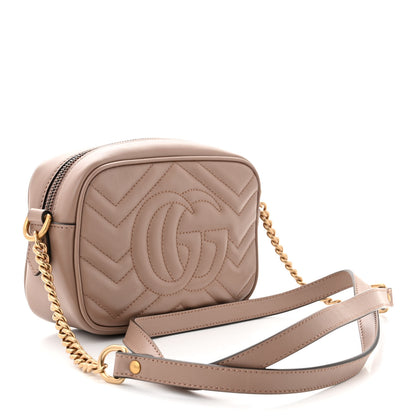 Gucci Calfskin Matelasse Mini GG Marmont Chain Shoulder Bag Porcelain Rose 3 of 11