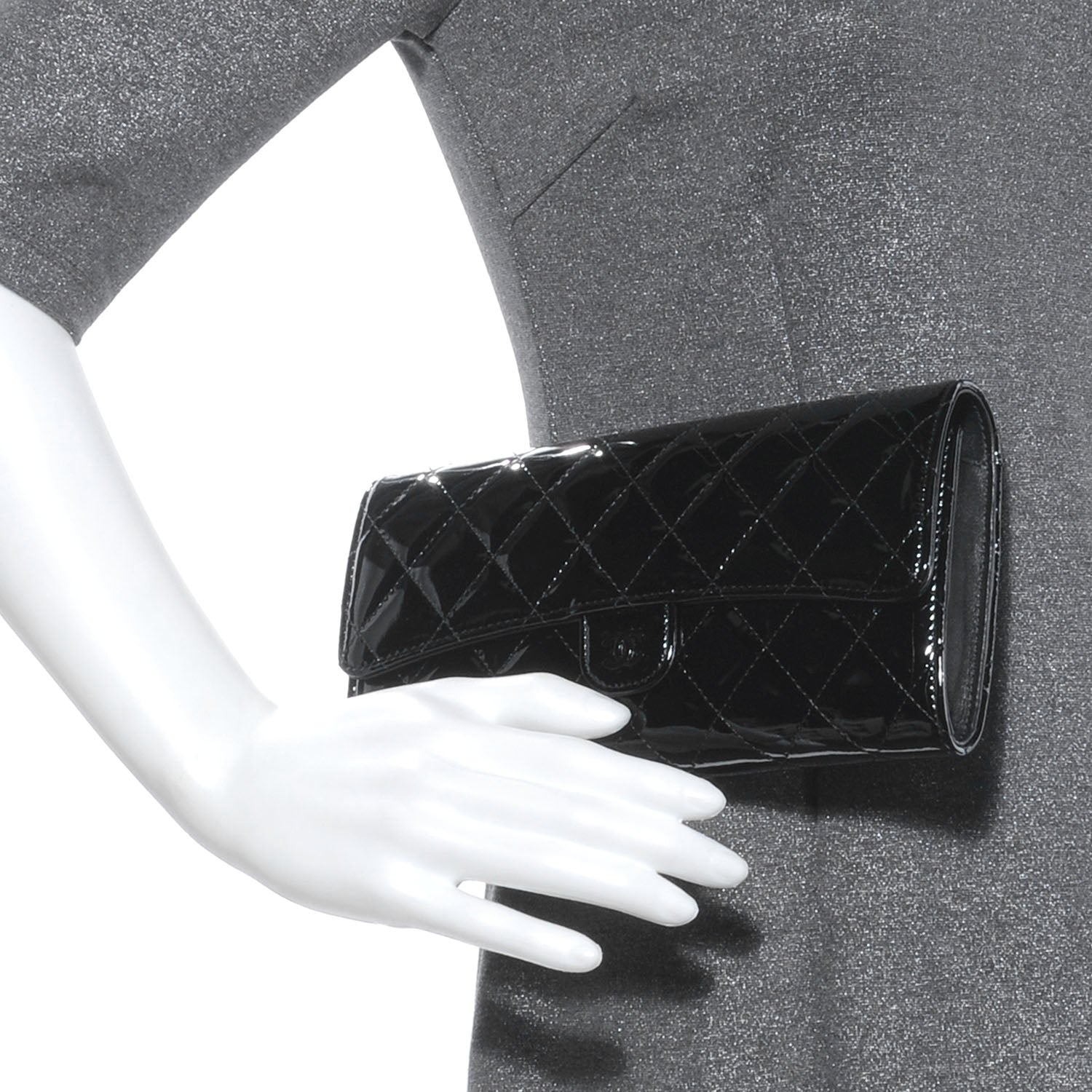 Chanel Patent Quilted Travel Wallet Black 2 of 8