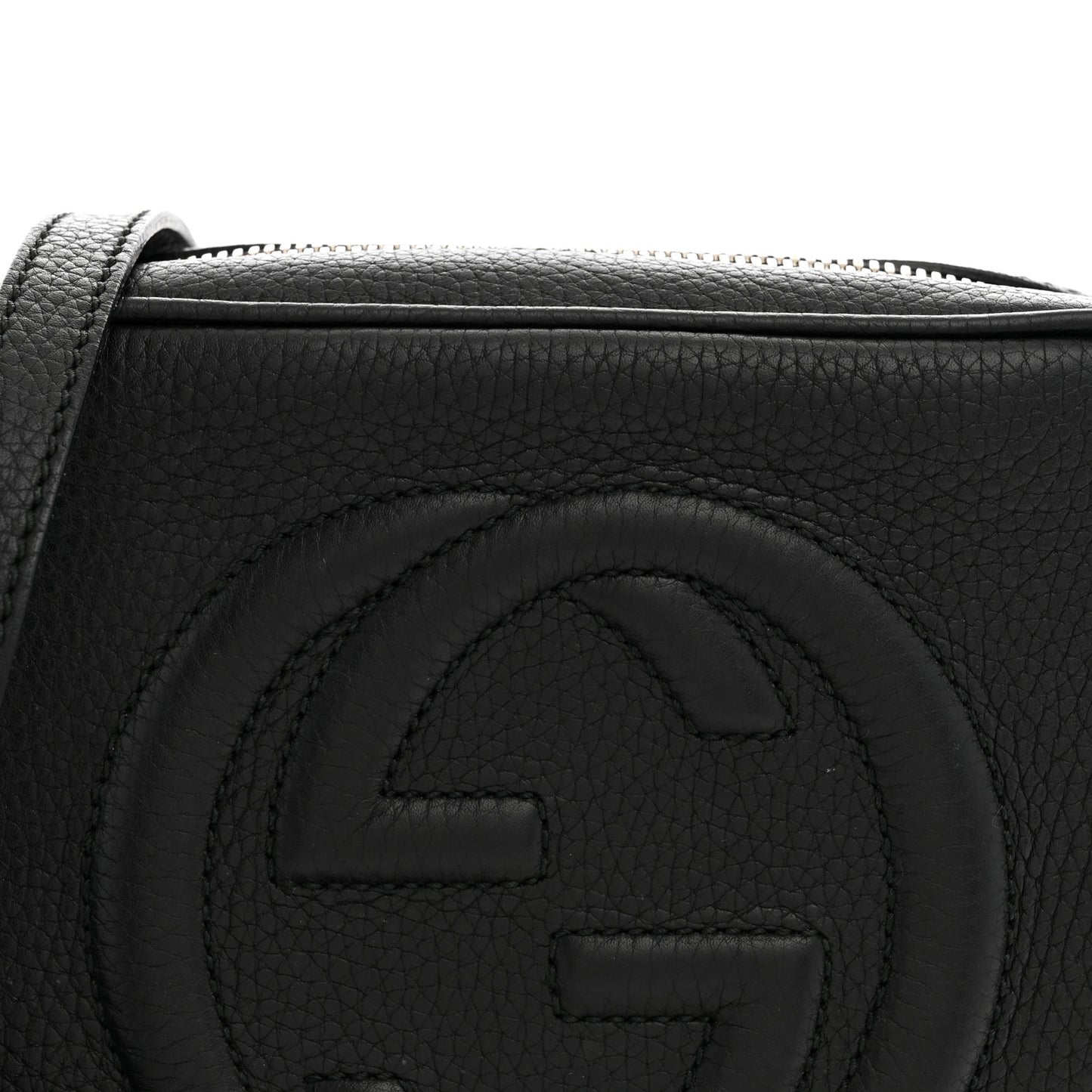 Pebbled Calfskin Small Soho Disco Bag Black