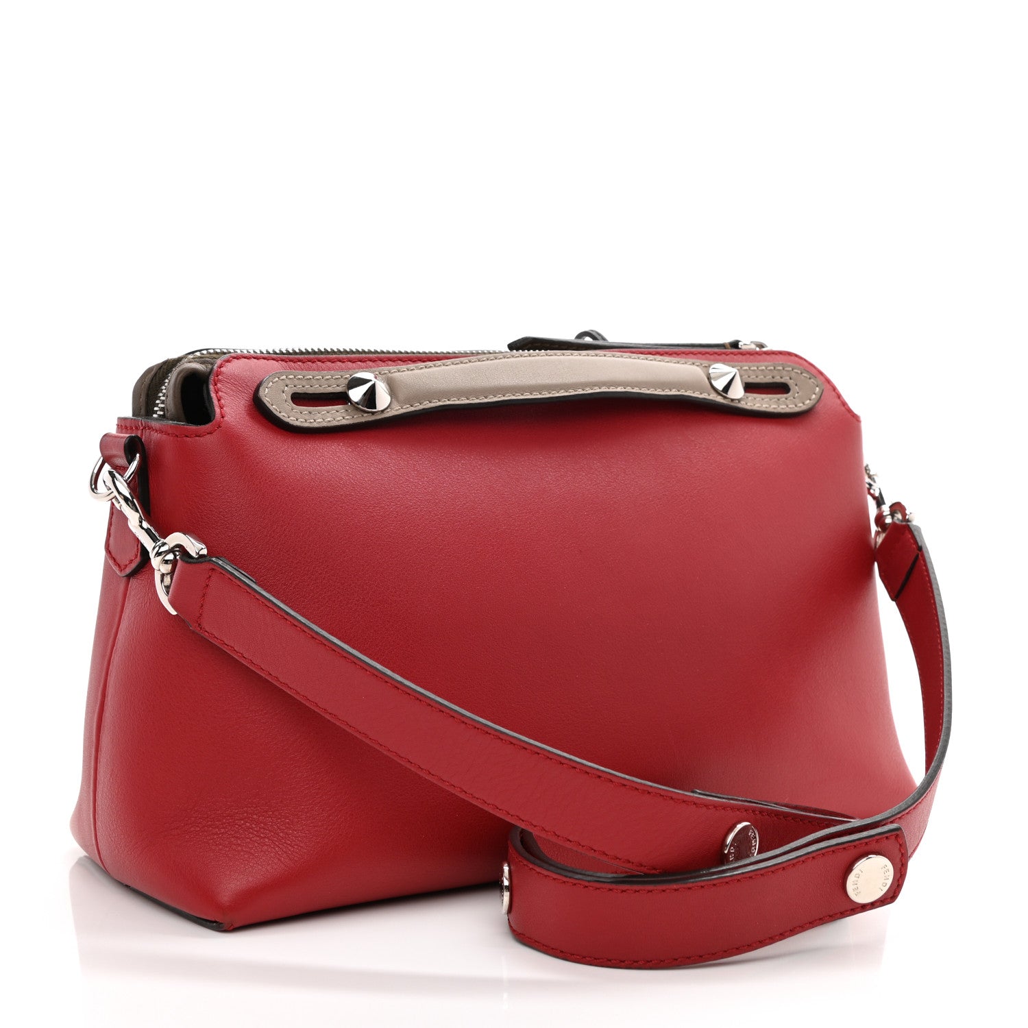 Fendi Vitello Dolce 4 Color Medium By The Way Boston Bag Fragola Black Multicolor 4 of 15
