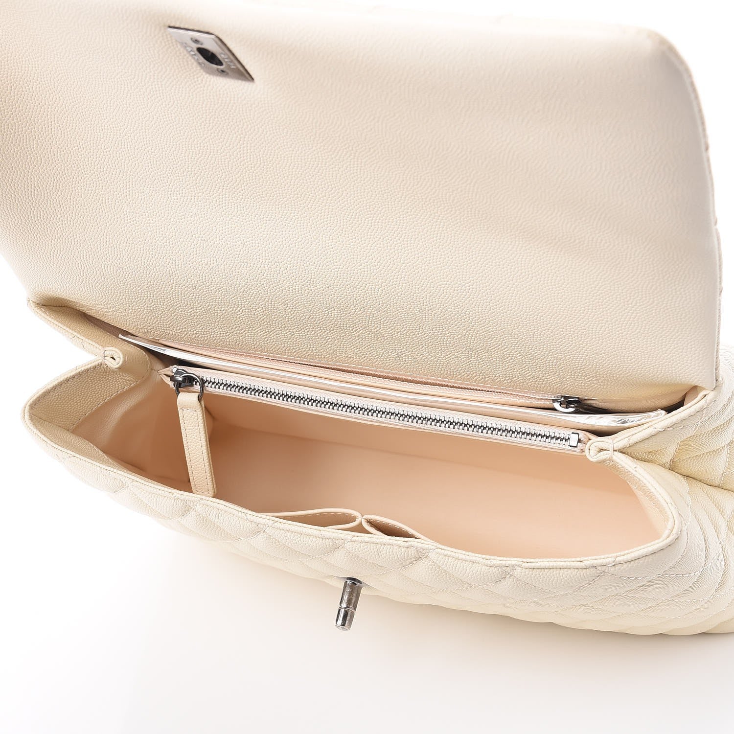 Chanel Caviar Lizard Quilted Medium Coco Handle Flap White 5 of 7