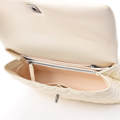 Chanel Caviar Lizard Quilted Medium Coco Handle Flap White 5 of 7