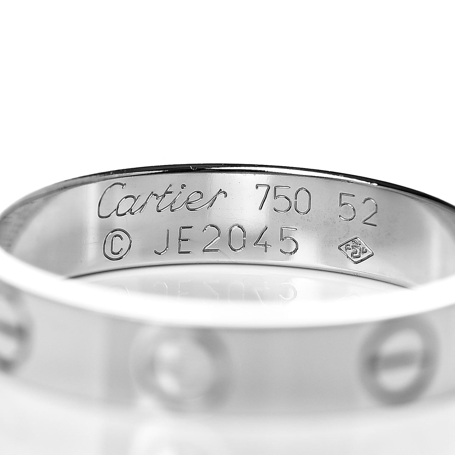 18K White Gold 3.5mm LOVE Wedding Band Ring 52 6