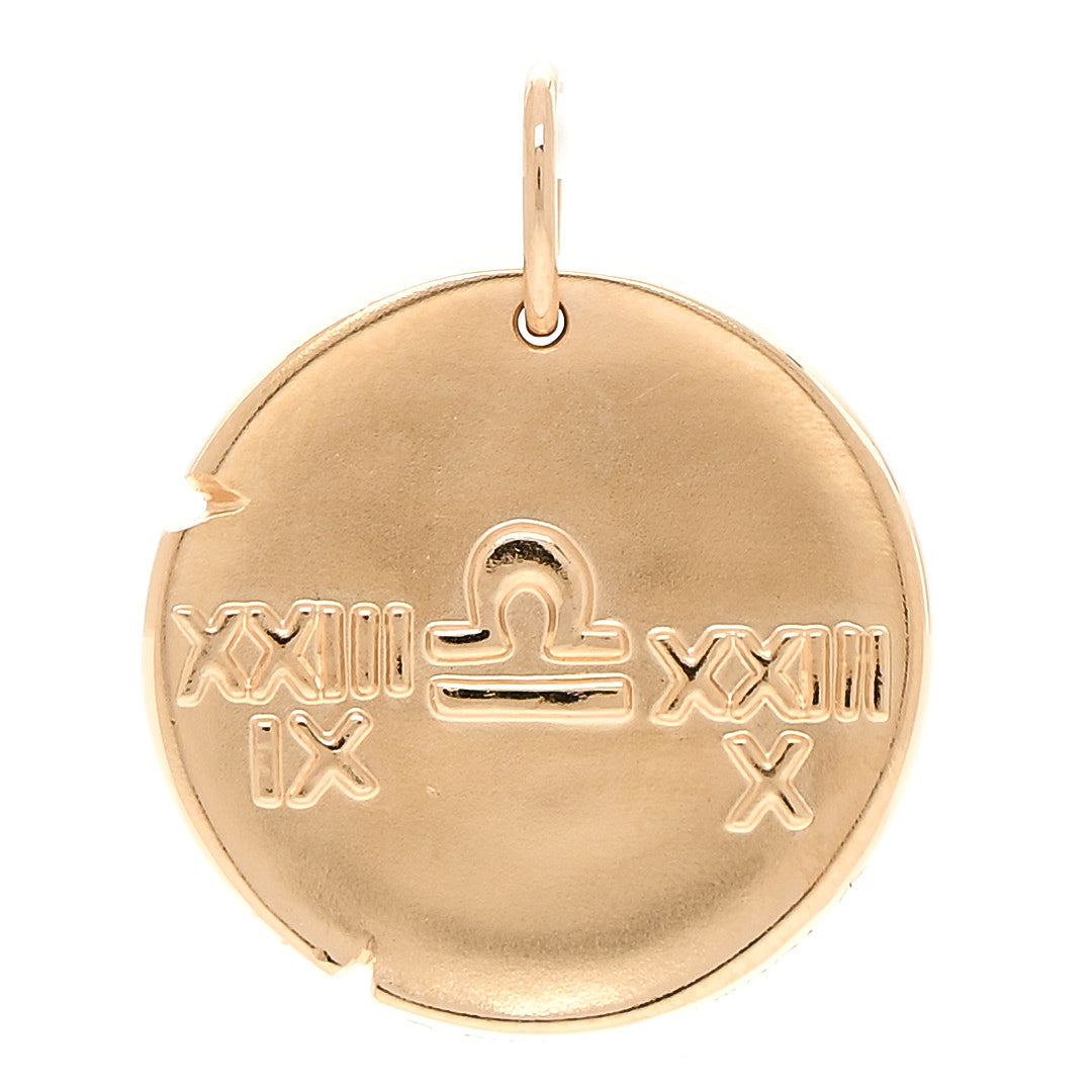 18K Yellow Gold Zodiac Libra Pendant