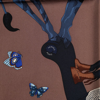 Hermes Silk Hermes Story Scarf 90 Marron Glace Bleu 2 of 7