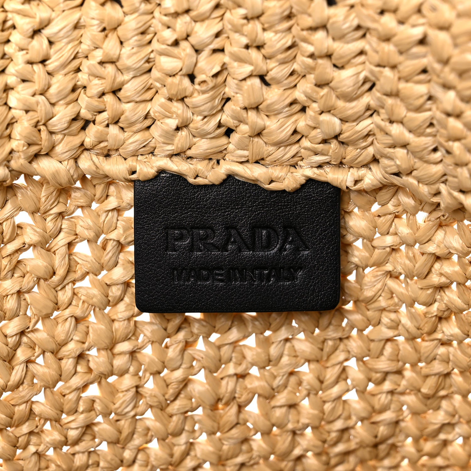 Prada Yarn Raffia Effect Crochet Embroidered Small Logo Tote Naturale 5 of 7