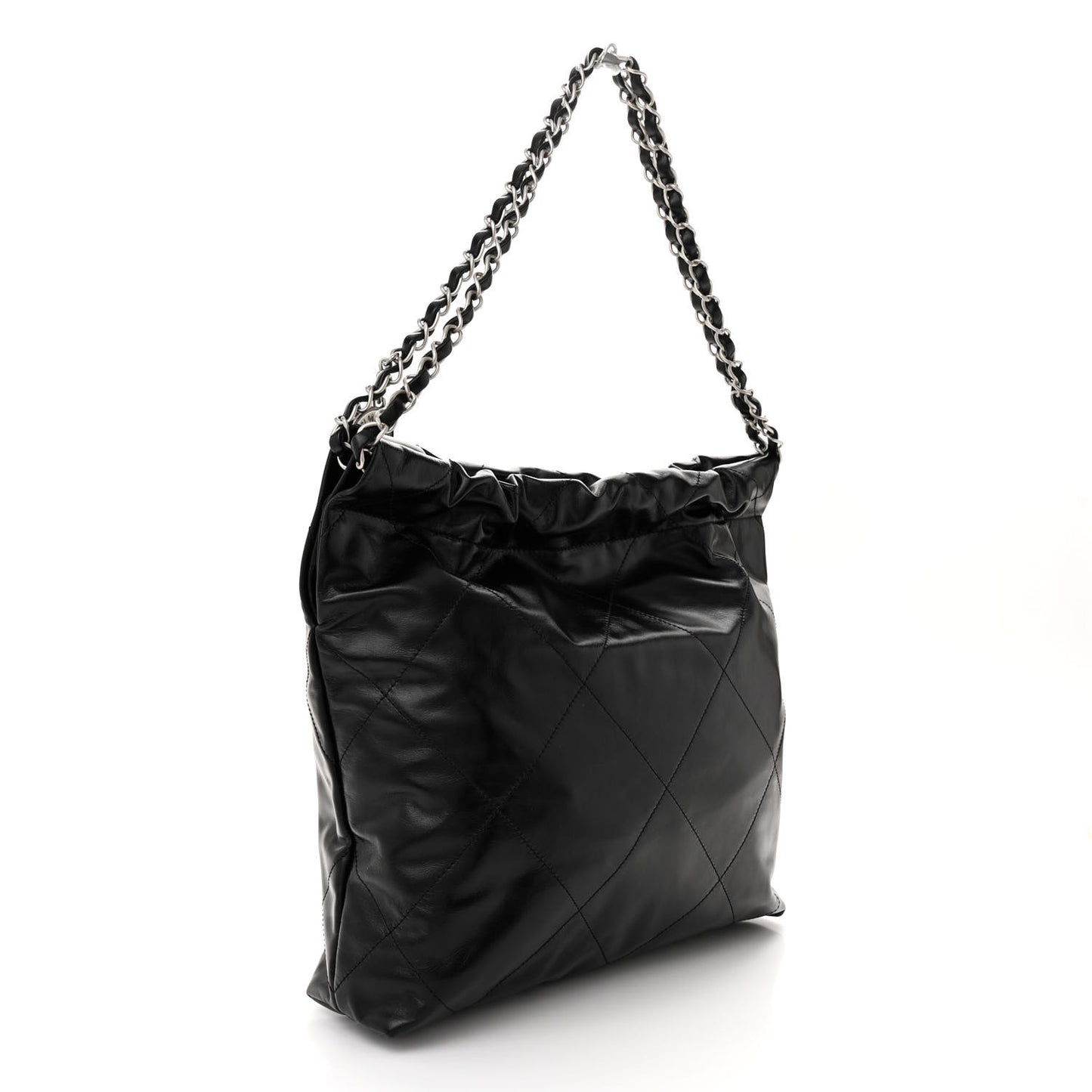 Shiny Calfskin Quilted Small Chanel 22 Black