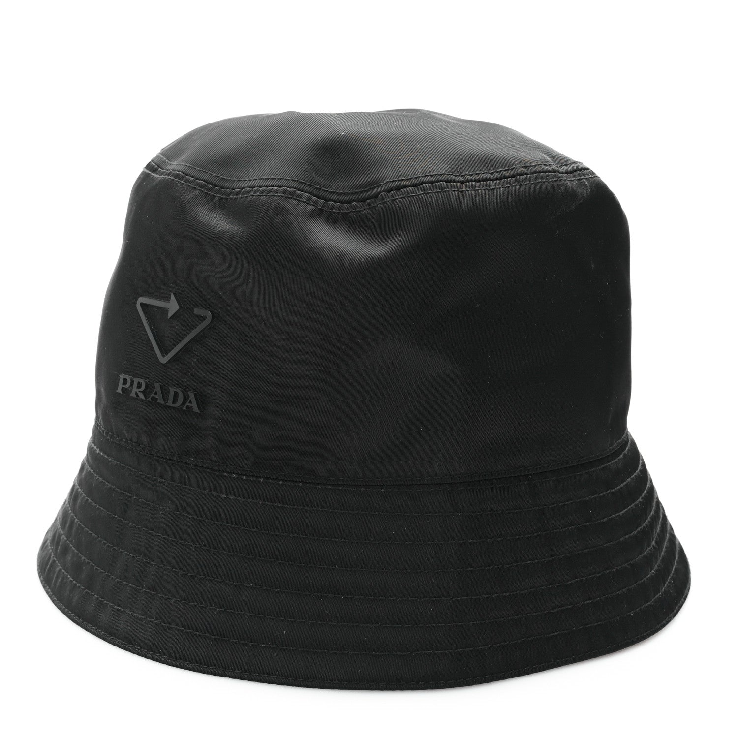 Prada Re-Nylon Rubber Logo Bucket Hat S Black 1 of 9
