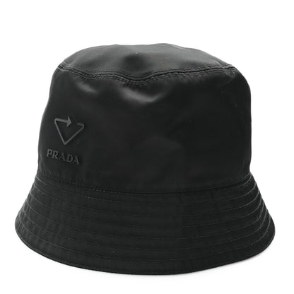 Prada Re-Nylon Rubber Logo Bucket Hat S Black 1 of 9