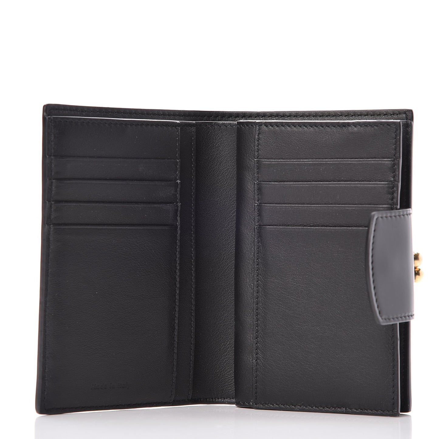 Shiny Calfskin Medium Multifunction Purse Wallet Black